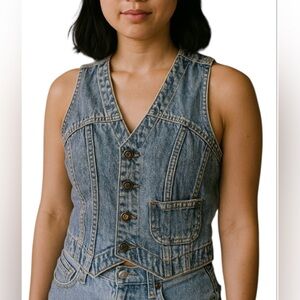 Vintage County Seat Denim Vest Made in USA – Fitted Y2K Western Jeanwear